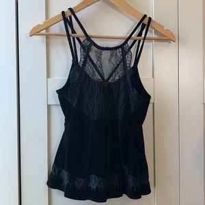 Free People Velvet & Lace Top